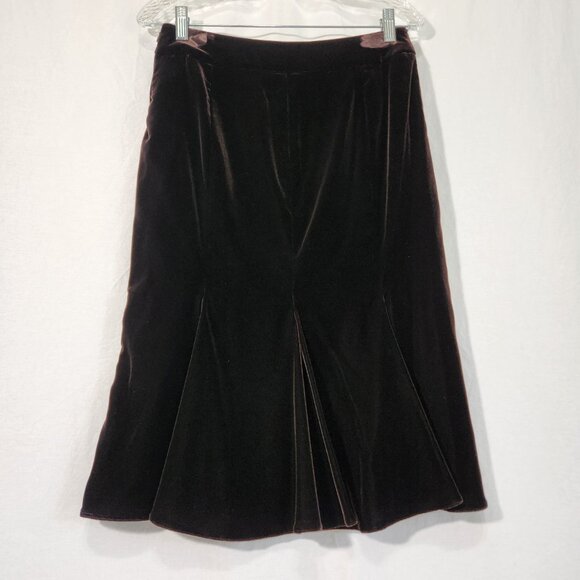 GIORGIO ARMANI Vintage Chocolate Velvet Skirt Size 46 US 6/8 Italy Exc. Condit. - Picture 2 of 16